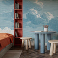 Intaglio Clouds, Washed Demin Mural Wallpaper - room preview 03