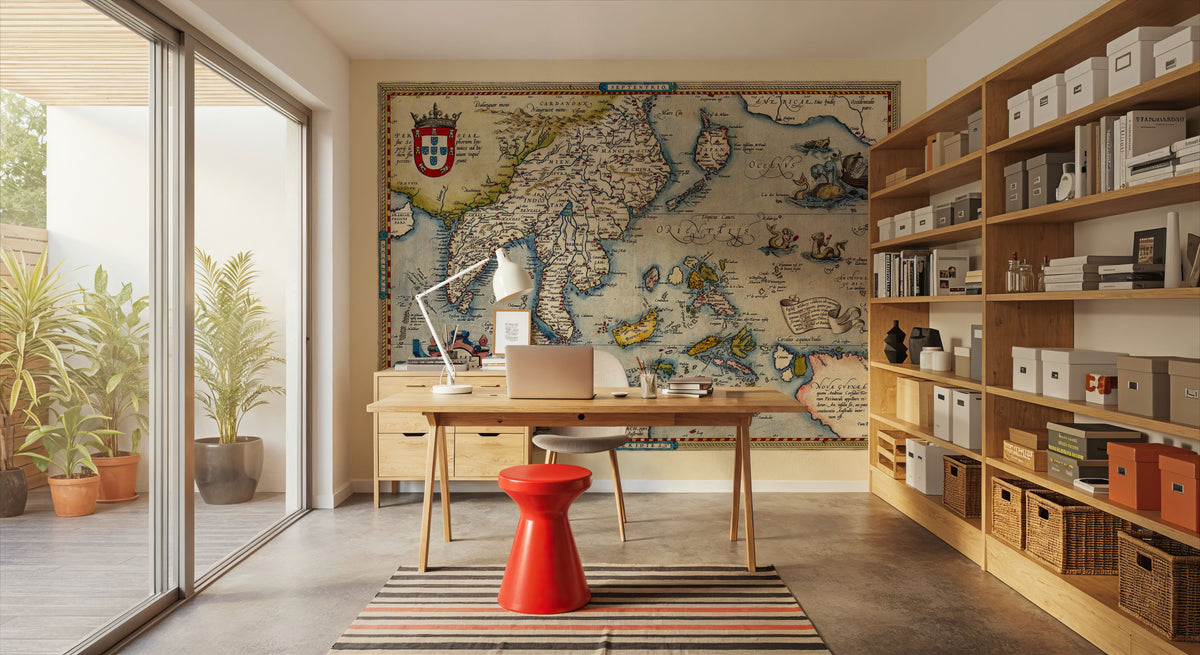 Old Map of Southeast Asia, 1570 Mural Wallpaper - room preview 03