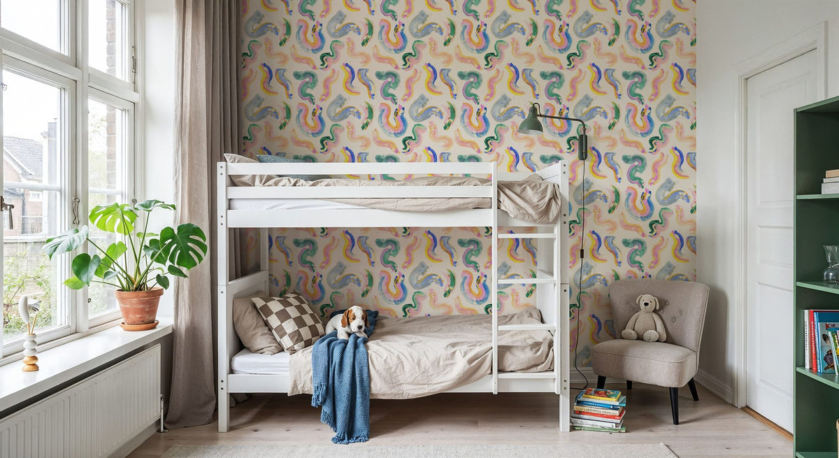 Rainbow Swirls Mural Wallpaper - room preview 03