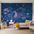 Rabbits Blue Pink Mural Wallpaper - room preview 03