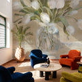 April Tulips Neutral Mural Wallpaper - room preview 03
