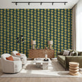 Ditsy Floral Clusters, Dark Teal Mural Wallpaper - room preview 03