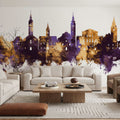 Varaždin Croatia Skyline Purple & Gold Mural Wallpaper - room preview 03