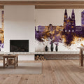 Quito Ecuador Skyline Purple & Gold Mural Wallpaper - room preview 03