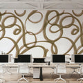 Curly Brush Lines, Beige Mural Wallpaper - room preview 03
