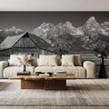 Mountain Homestead Black & White Mural Wallpaper - room preview 03