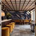 Leafy Lines Dark Mural Wallpaper - room preview 03