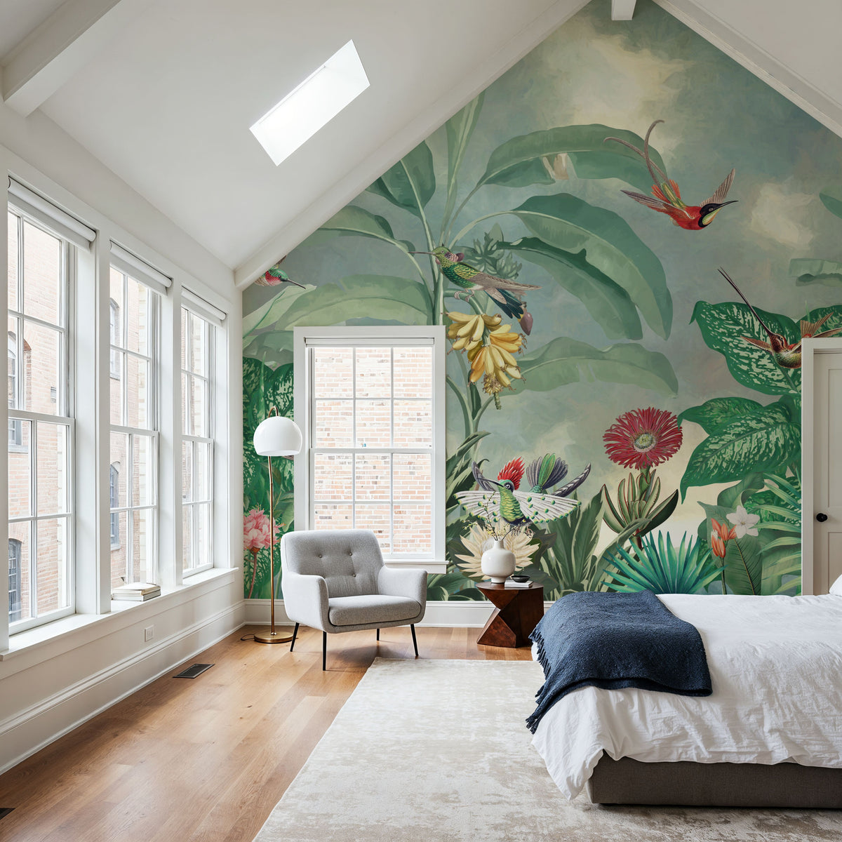 Birds of Paradise Green Mural Wallpaper - room preview 03