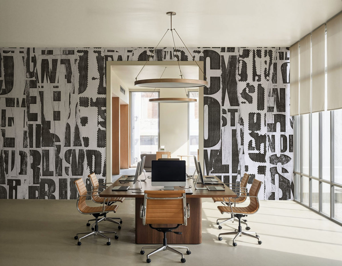 Dwellpaper Letterpress Vintage Newspaper Collage, Grunge Mural Wallpaper image 3