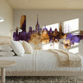 Halmstad Sweden Skyline Purple & Gold Mural Wallpaper - room preview 03