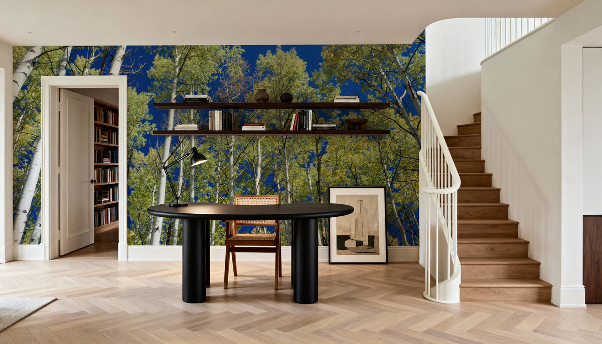 Cobalt Birch Forest Mural Wallpaper - room preview 03