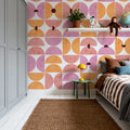 Homley Retro Shapes, Pink Mural Wallpaper - room preview 03