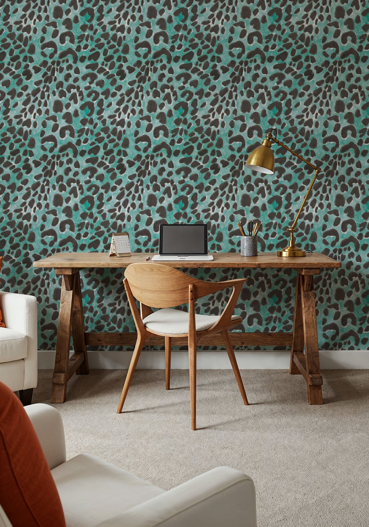 Summer Paws Turqouise Mural Wallpaper - room preview 03
