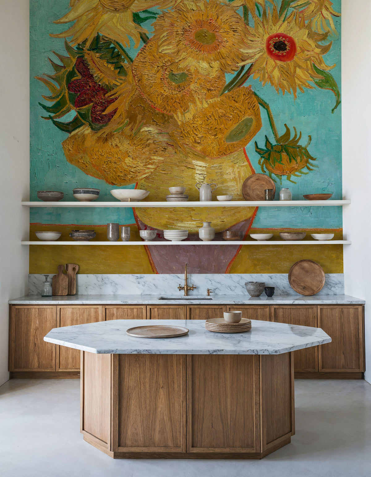 Vase with Twelve Sunflowers Mural Wallpaper - room preview 03