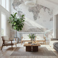 World Map Atlas Gray Mural Wallpaper - room preview 03