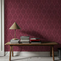 Bohemian Leaves Burgundy Mural Wallpaper - room preview 03
