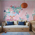 Flower Vases and Books Pink Mural Wallpaper - room preview 03