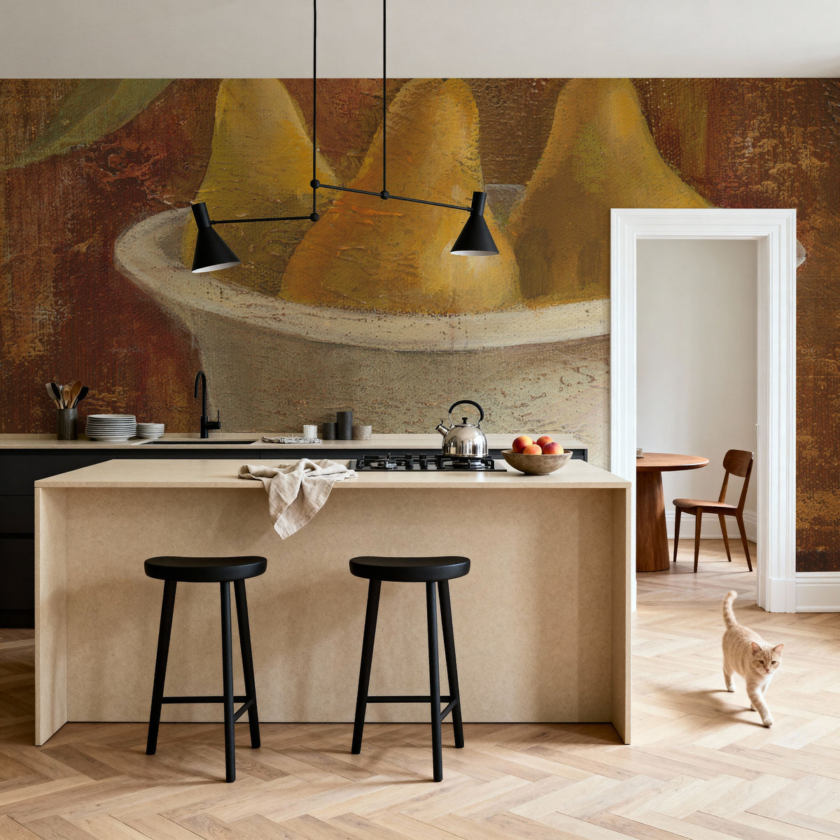 Pears in Old Bowl Mural Wallpaper - room preview 03