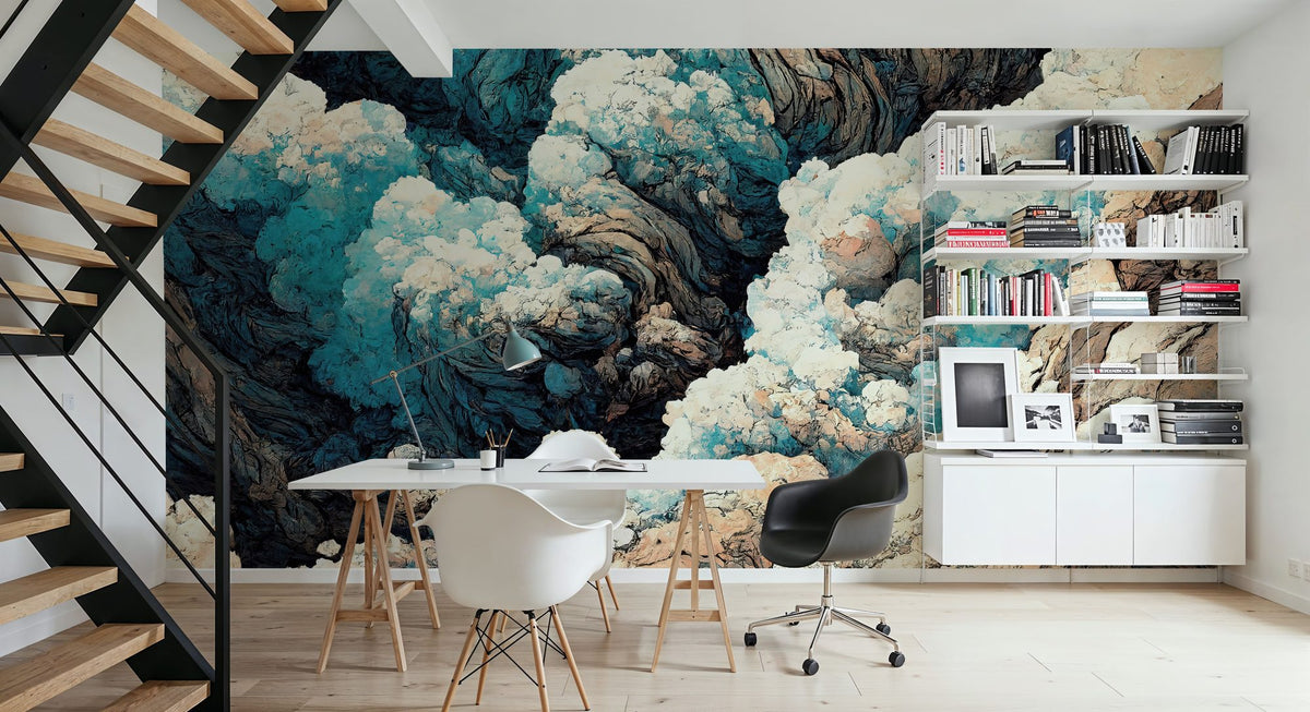 Clouds and Waves Mural Wallpaper - room preview 03