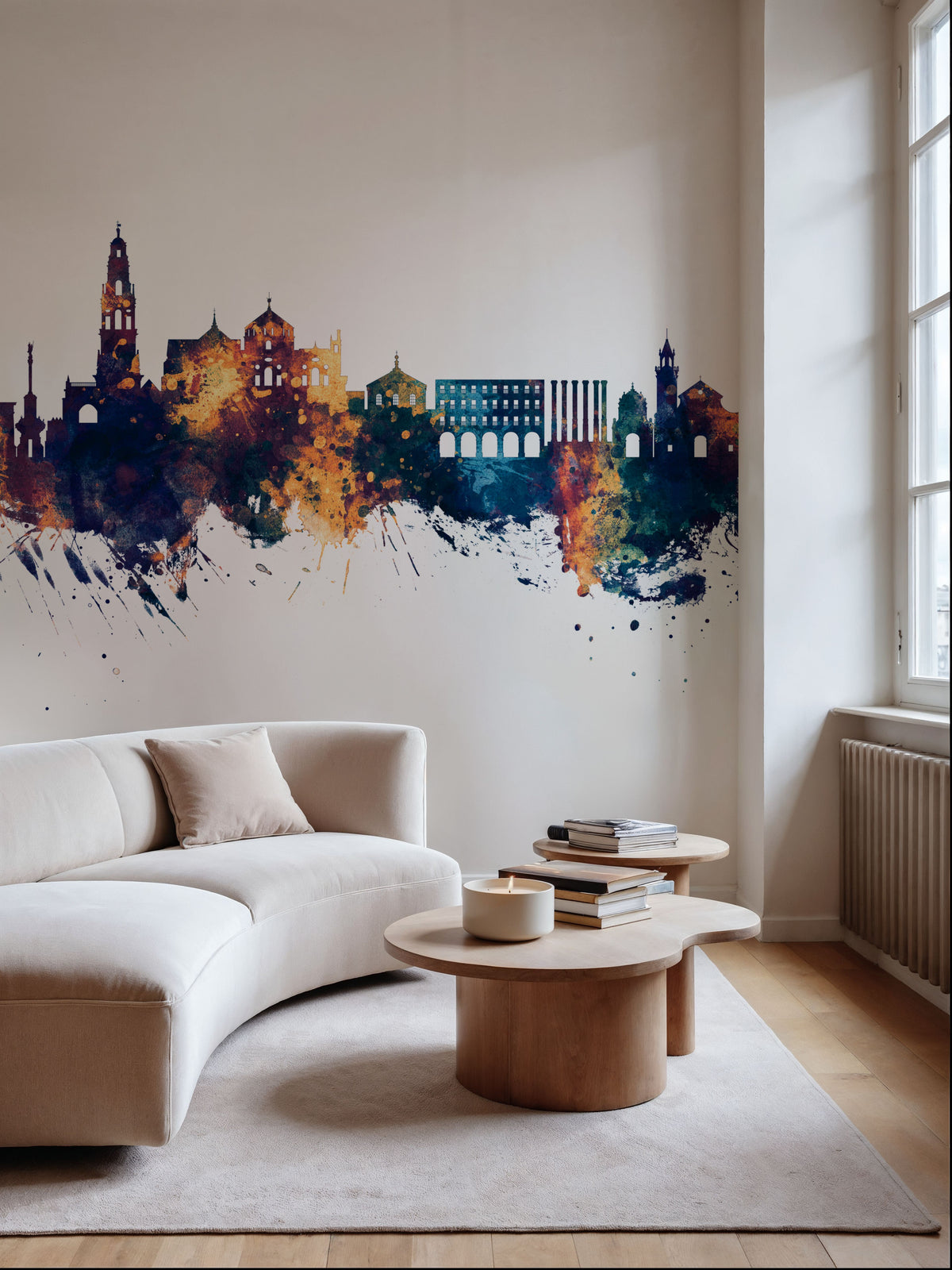 Córdoba Spain Skyline Blue & Bronze Mural Wallpaper - room preview 03