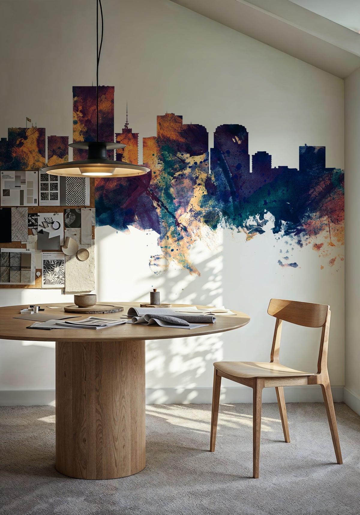 Richmond Virginia Skyline Blue & Bronze Mural Wallpaper - room preview 03