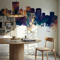 Richmond Virginia Skyline Blue & Bronze Mural Wallpaper - room preview 03