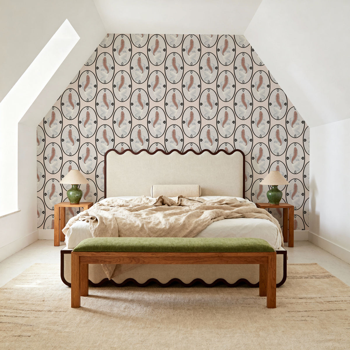 Koi Medallion, Peach Mural Wallpaper - room preview 03