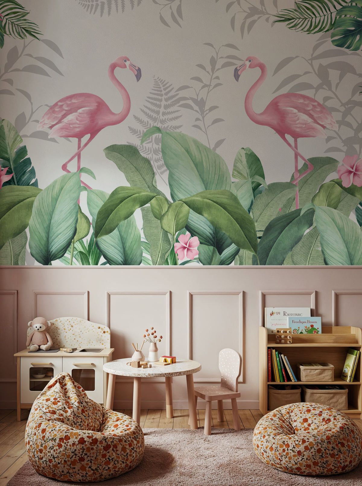 Flamingo Challenge Mural Wallpaper - room preview 03