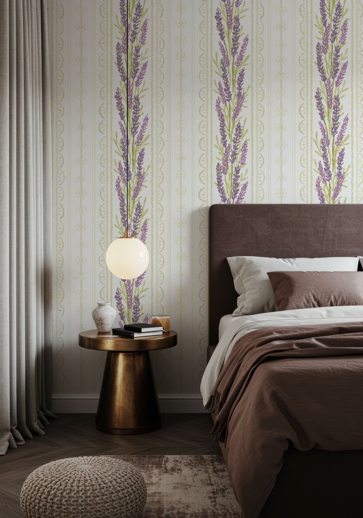 Lavender Curtain Mural Wallpaper - room preview 03