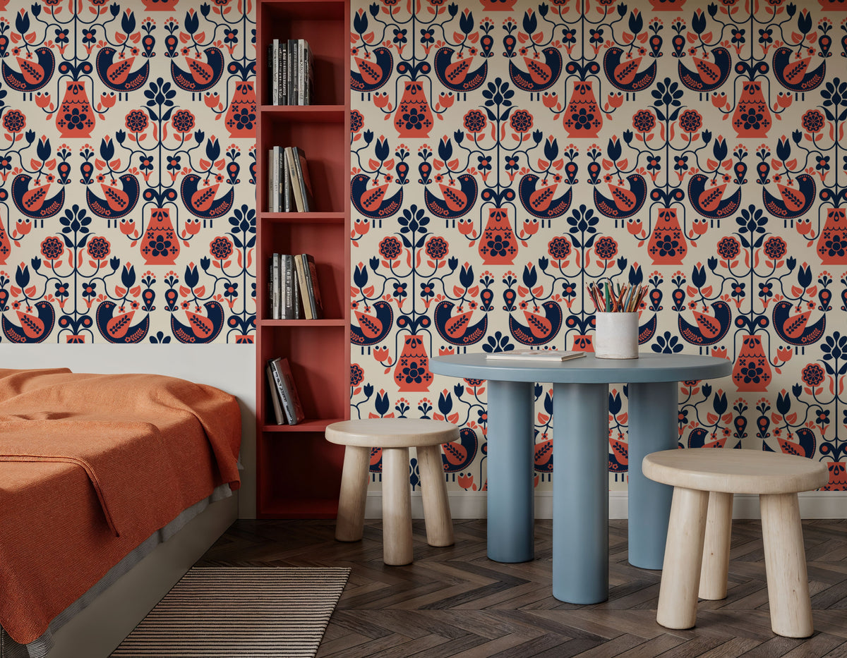 Dandi Scandi, Coral Mural Wallpaper - room preview 03