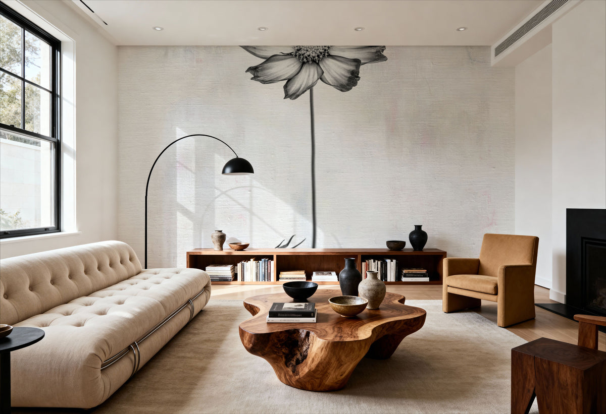 Wonderful Wildflowers XVI Neutral Mural Wallpaper - room preview 03