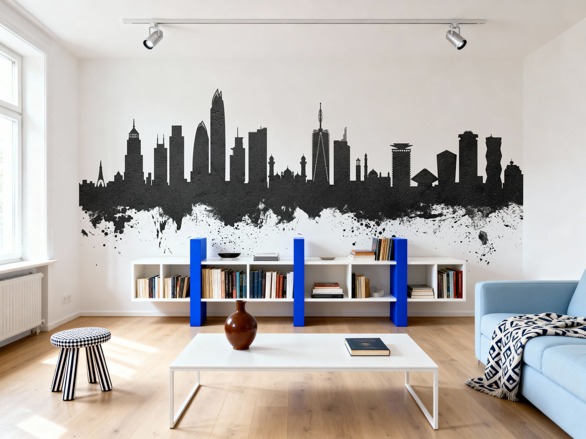 Nairobi Kenya Skyline Black & White Mural Wallpaper - room preview 03