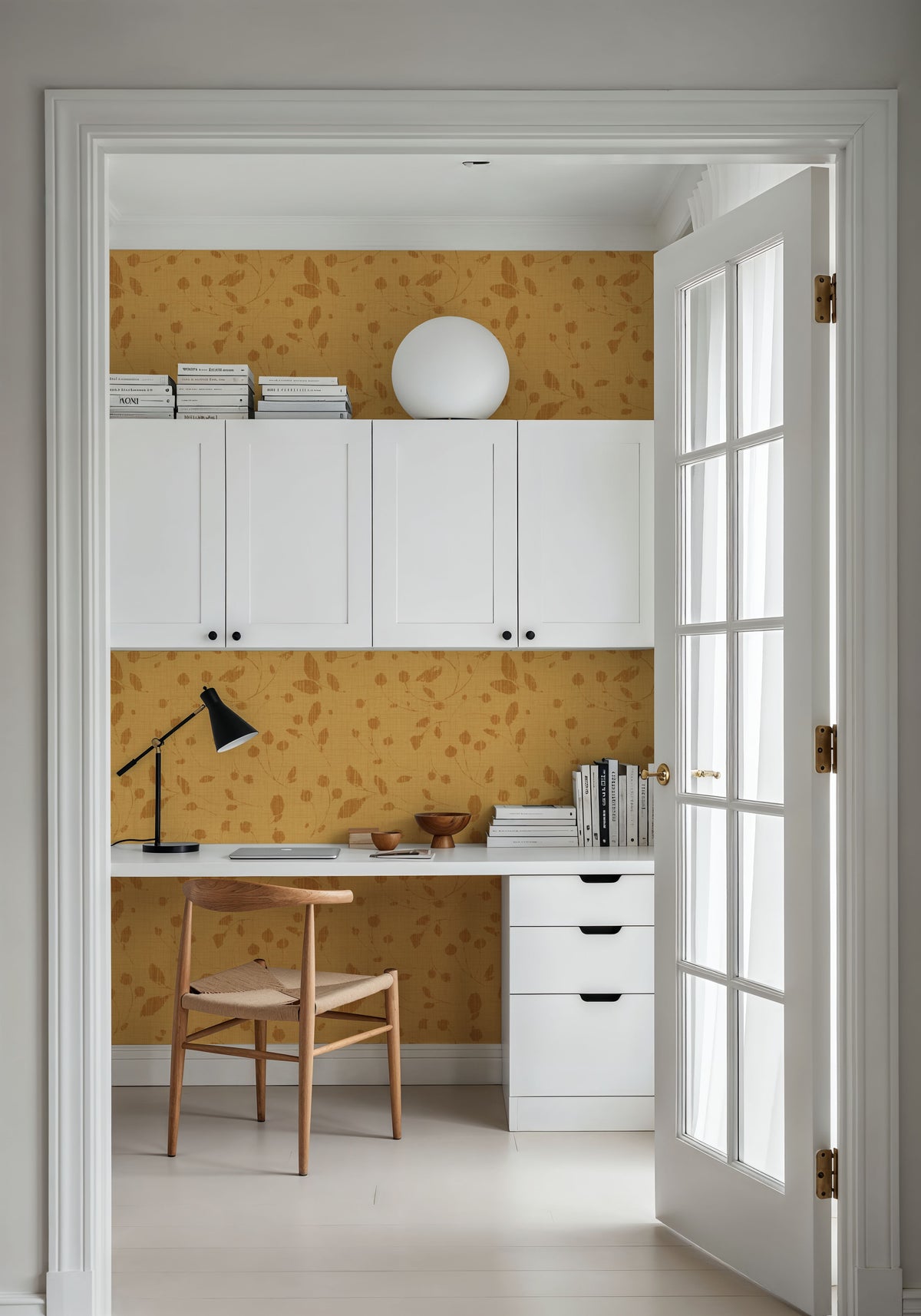 Time to Share Florals Yellow Mural Wallpaper - room preview 03