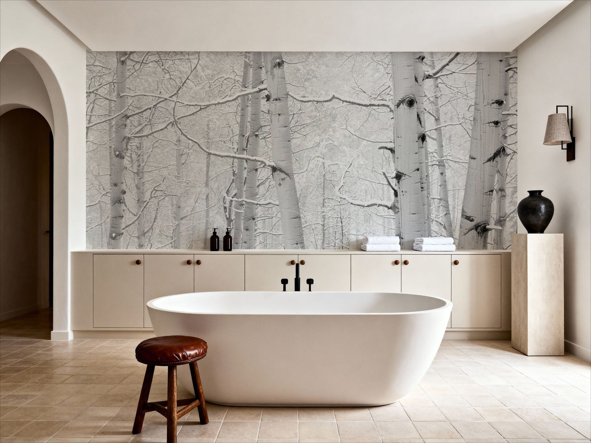 Winter Birch Serenity Mural Wallpaper - room preview 03