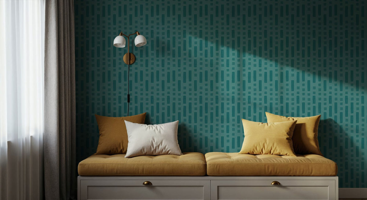 Coastal Signals Turqouise Mural Wallpaper - room preview 03