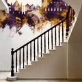 Tewkesbury England Skyline Purple & Gold Mural Wallpaper - room preview 03