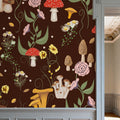 Mushroom Magic, Chocolate Mural Wallpaper - room preview 03