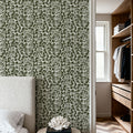 Cottege Peonies, Forest Green Mural Wallpaper - room preview 03