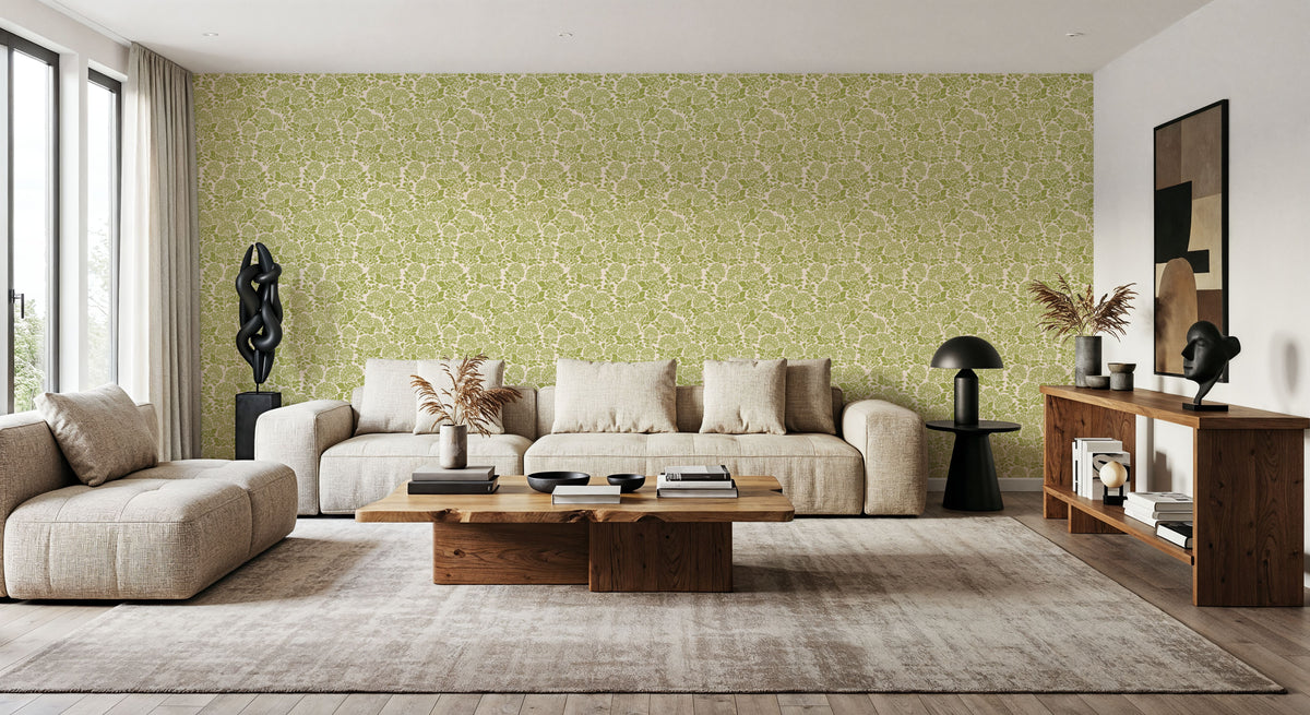 Hydrangea, Fresh Green Mural Wallpaper - room preview 03