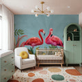 Shy Flamingos Mural Wallpaper - Neutral Tone - room preview 03