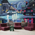 Rainy Road Late Afternoon Mural Wallpaper - room preview 03