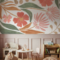 Floral Abstract II on White Mural Wallpaper - room preview 03