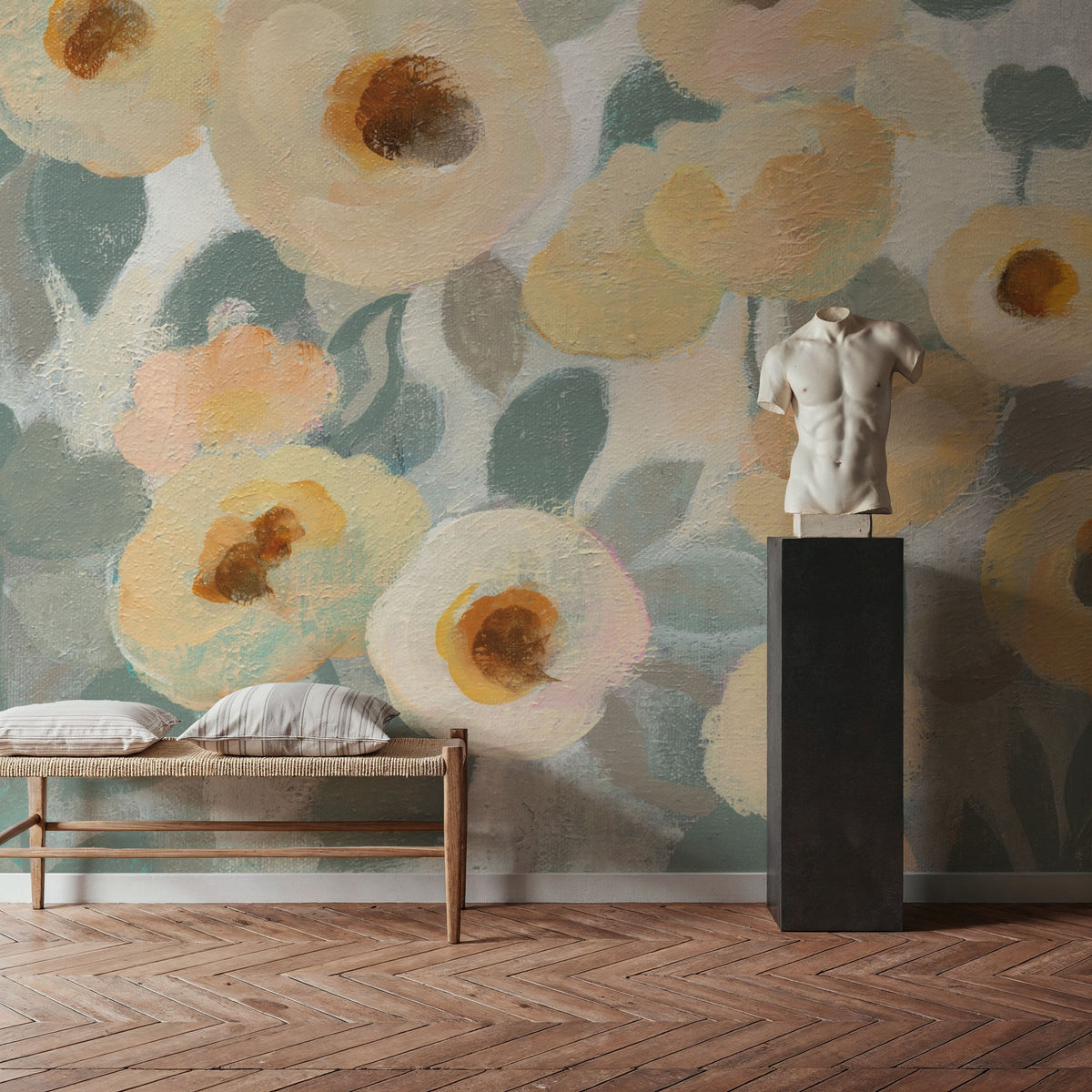 Breezy Flowers I Mural Wallpaper - room preview 03