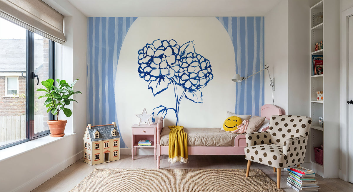 Striped Floral I Mural Wallpaper - room preview 03