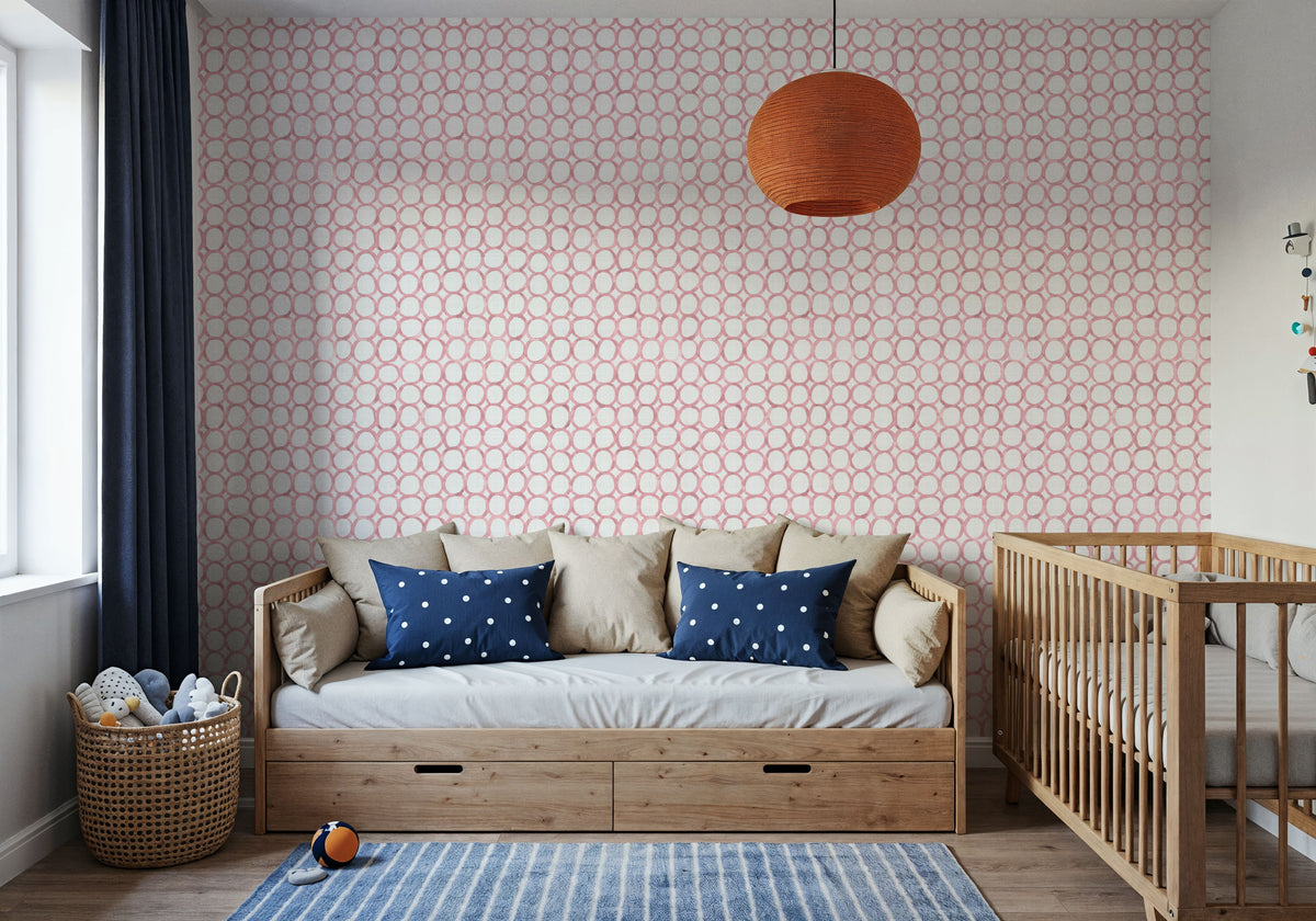 Mixed Red Circles Mural Wallpaper - room preview 03