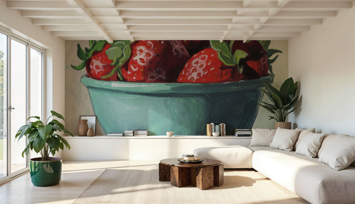 Country Kitchen Strawberries Mural Wallpaper - room preview 03