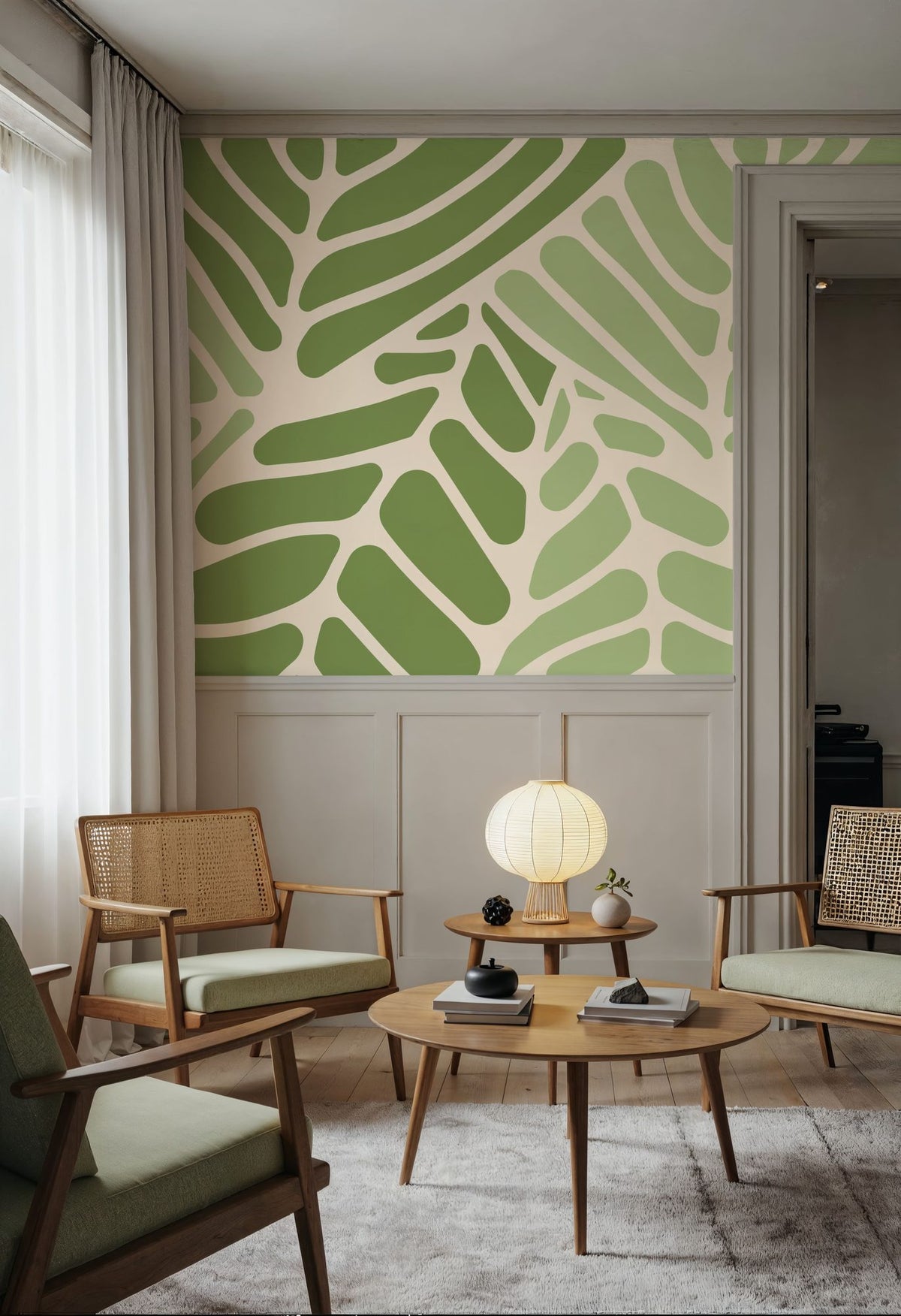 Leaf Vein Mosaic Mural Wallpaper - room preview 03