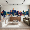 St Albans England Skyline Blue & Bronze Mural Wallpaper - room preview 03