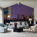 Purple Sunrise Gradient Twilight Metropolis Mural Wallpaper - room preview 03