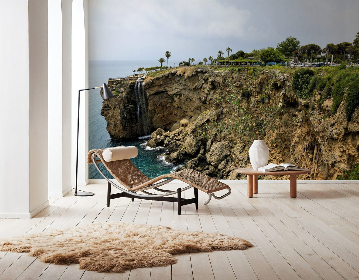 Tropical Cliff Cascade Mural Wallpaper - room preview 03